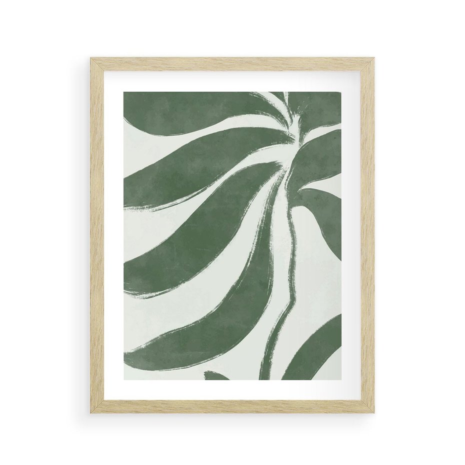 Plakat w ramie 40x50 - Zieleń Wewnętrznego Spokoju - zielony plakat, roślinne inspiracje - rama drewno