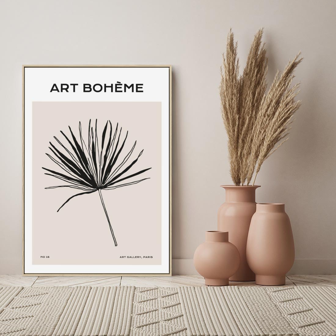 Obraz w ramie 80x120 - Rozkwitające Boho Kształty - boho sztuka, plakat - rama drewno