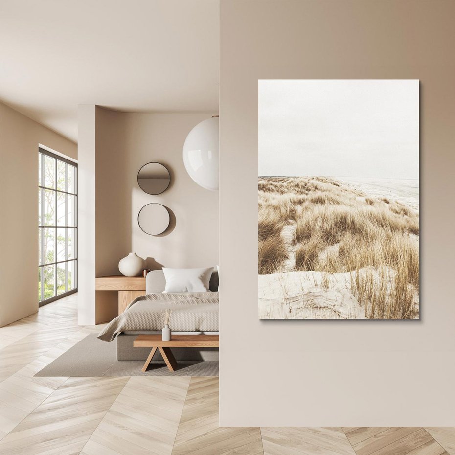 Obraz na płótnie 80x120 - Nadmorskie Wydmy - fotografia, kolory sepii