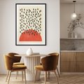 Plakat w ramie 40x50 - Czerwona Abstrakcja: Grafika z Wyrazistym Kołem - abstrakcja grafika, czerwone koło - rama czarna