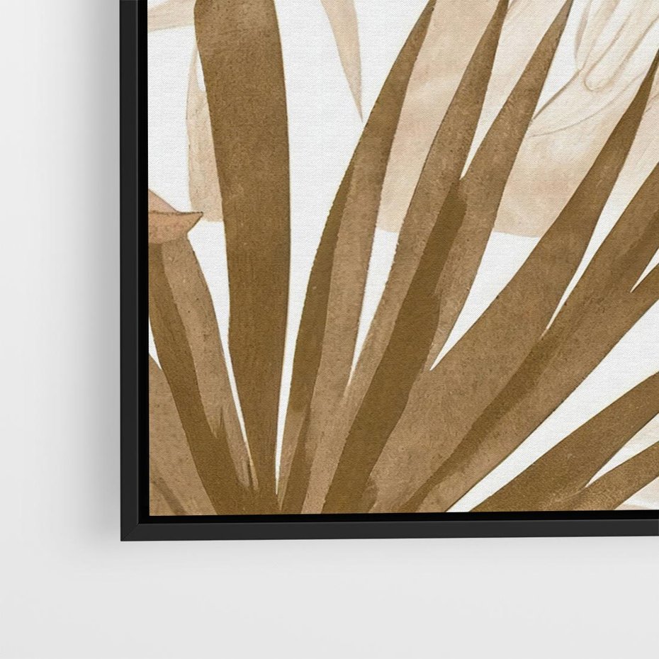 Obraz w ramie 50x50 - Liście w Akwareli - akwarela, malowane liście - rama czarna