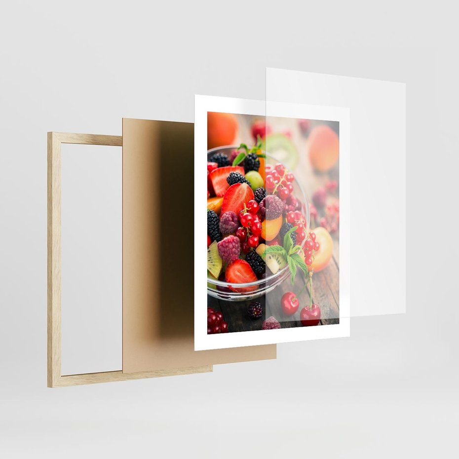 Plakat w ramie 40x50 - Smakowite Porywy - owoce, jedzenie - rama drewno