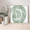 Obraz w ramie 80x80 - Zielony Świat Odpoczynku - abstrakcyjny zielony motyw, skandynawski design - rama drewno