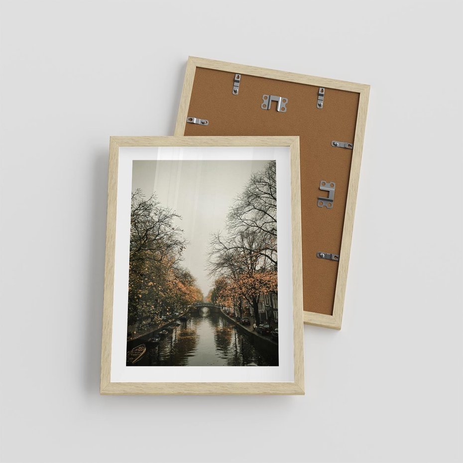 Plakat w ramie 30x40 - Jesienne Spacerki po Holenderskich Kanałach - kanały, Holandia - rama drewno