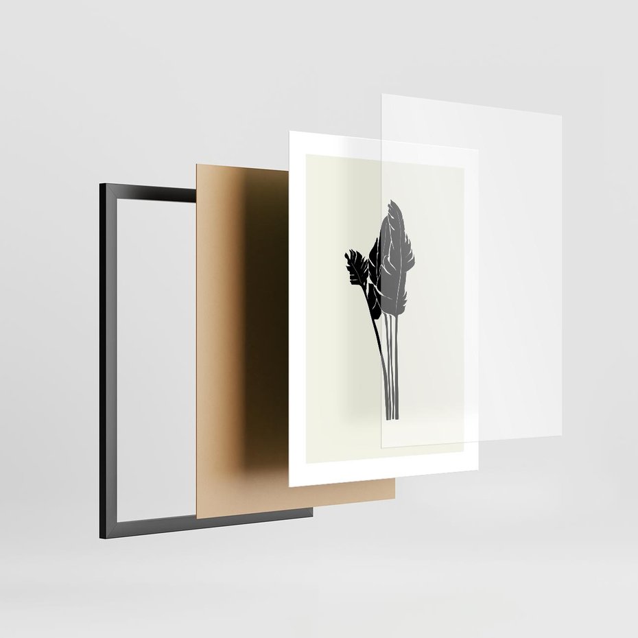 Plakat w ramie 30x40 - Elegancja Palm - nowoczesna sztuka, minimalistyczny styl - rama czarna