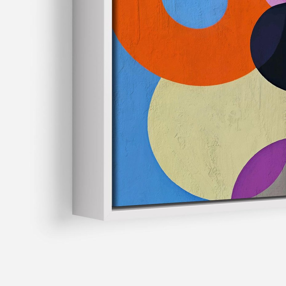 Obraz w ramie 80x80 - Tajemnicze Odbicia Czasu - abstrakcyjne geometryczne kształty, olejny obraz - rama biała