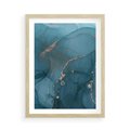 Plakat w ramie 50x70 - Marmurowa Elegancja: Kolory Oceanu - marmur, kolory oceanu - rama drewno