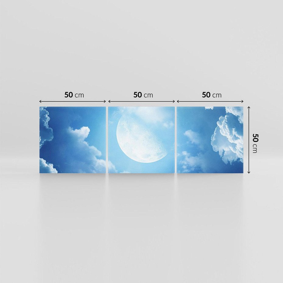 Obraz na płótnie 150x50 - Księżycowe Chmury - księżyc, chmury