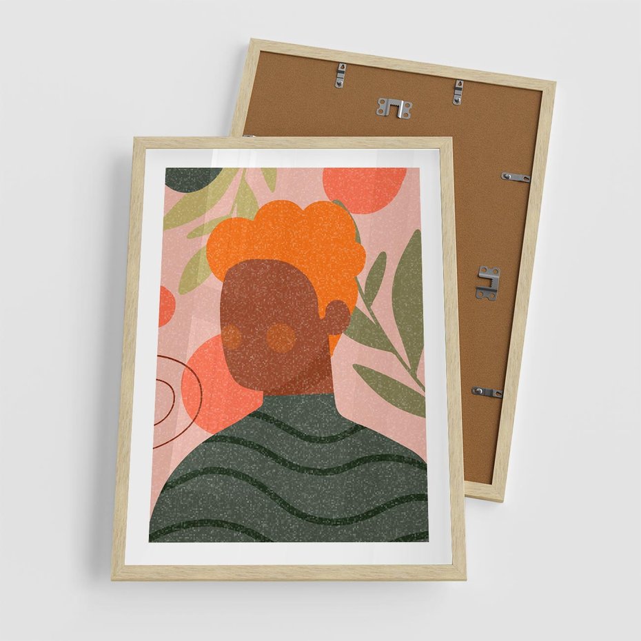 Plakat w ramie 50x70 - Kobieca Przestrzeń - nowoczesny plakat, styl retro - rama drewno