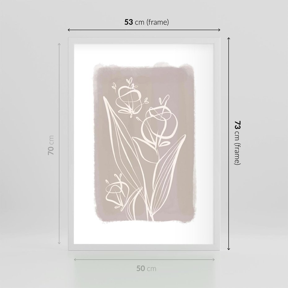 Plakat w ramie 50x70 - Pastelowe Nastroje - nowoczesny subtelny plakat, beżowy - rama biała