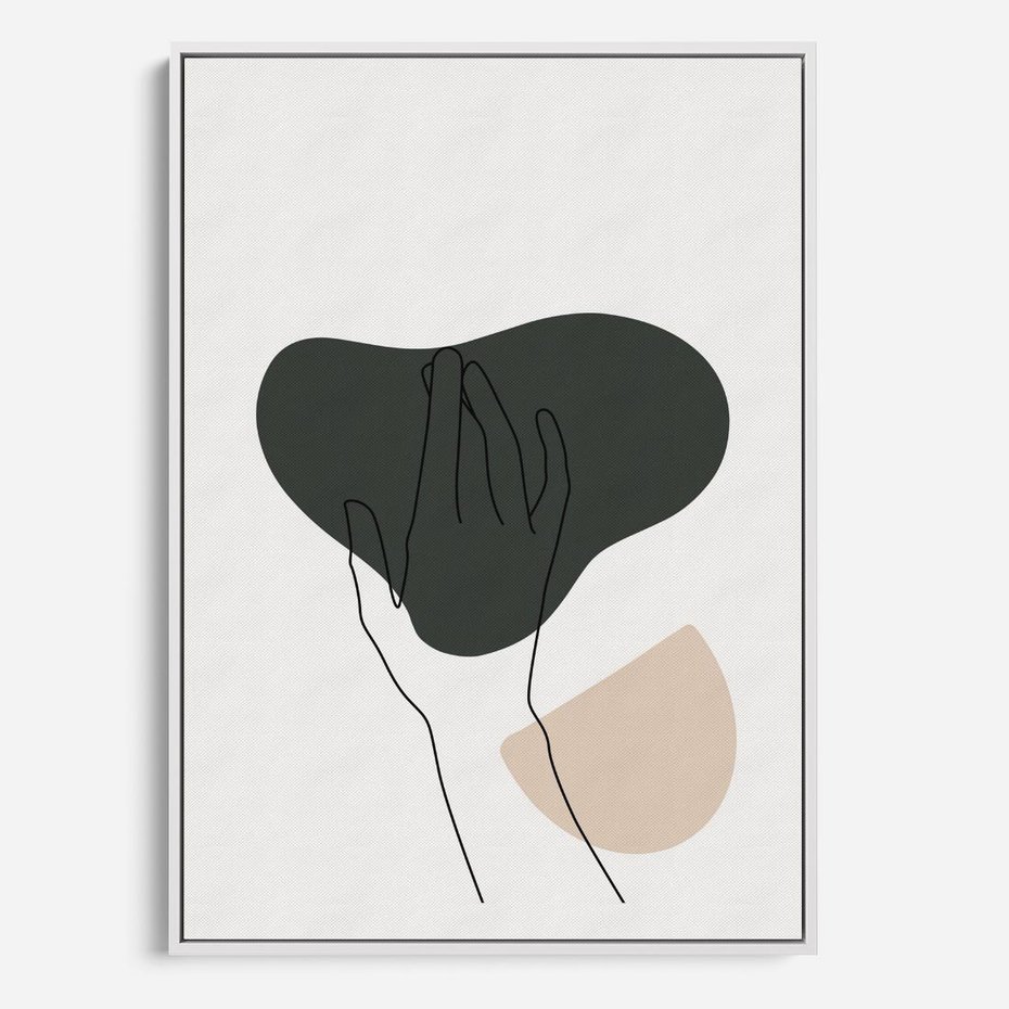 Obraz w ramie 80x120 - Bezczasowe Echo - szkic jedną linią, one line - rama biała