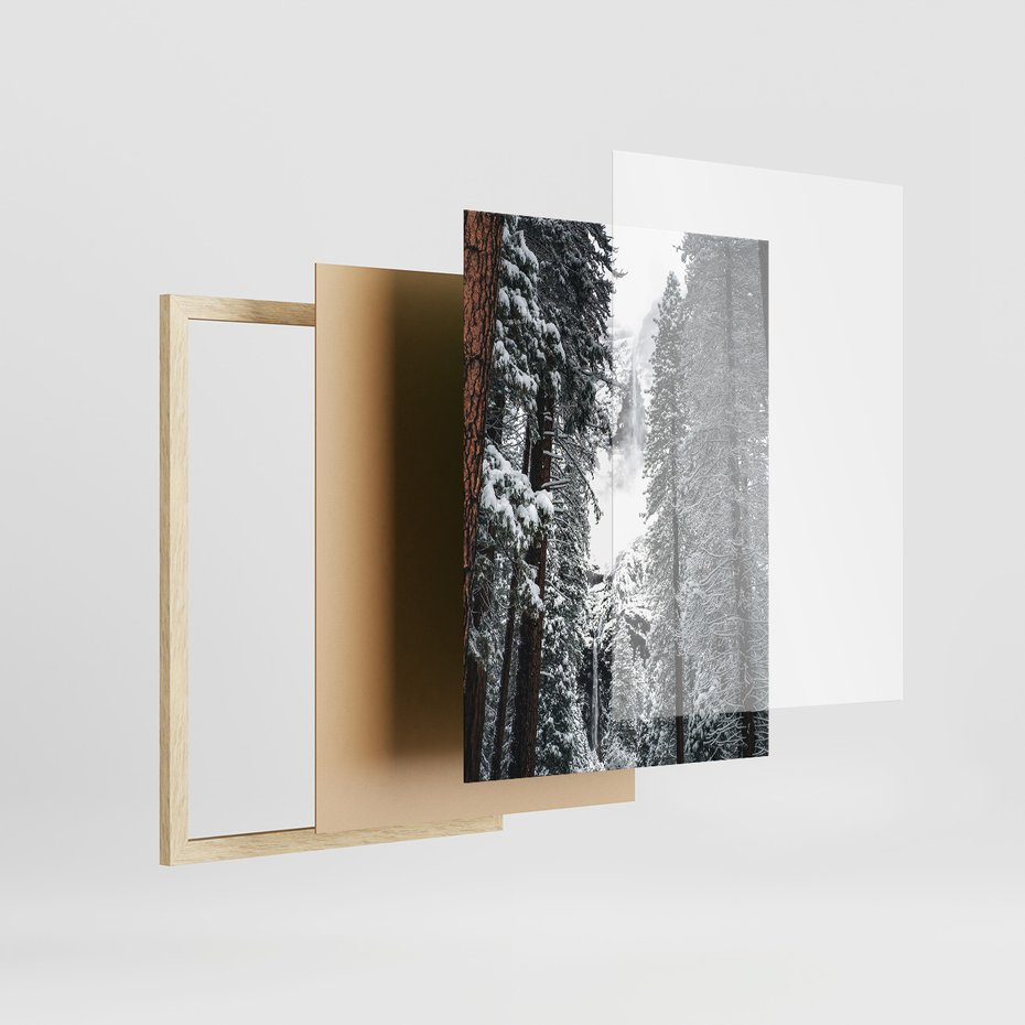 Zestaw obrazy w ramie 30x40 galeria - Zima, w, górach, las, widok - rama drewno