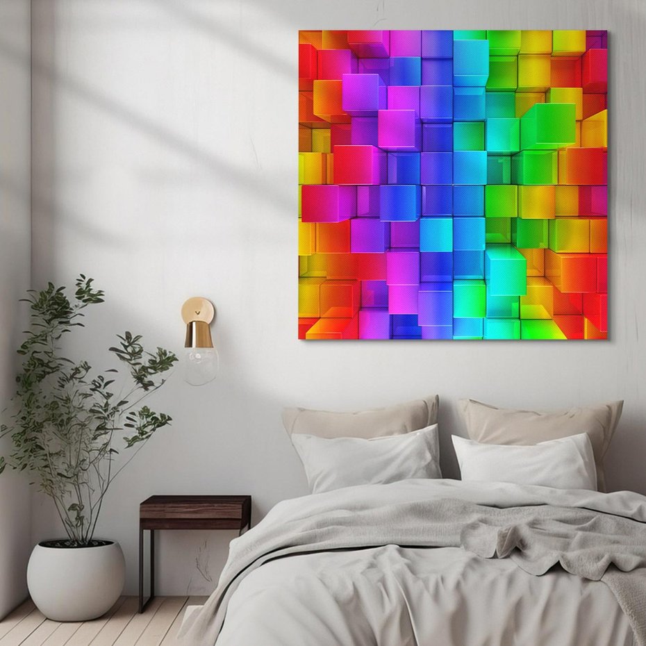 Obraz na płótnie 30x30 - Mozaika Abstrakcji: Trójwymiarowe Kompozycje - abstrakcja, 3d