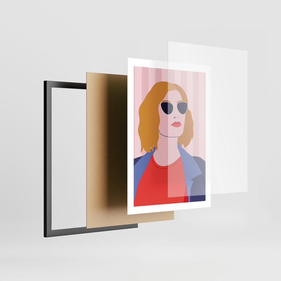 Plakat w ramie 50x70 - Kobieca Ekspresja - nowoczesny plakat, styl retro - rama czarna