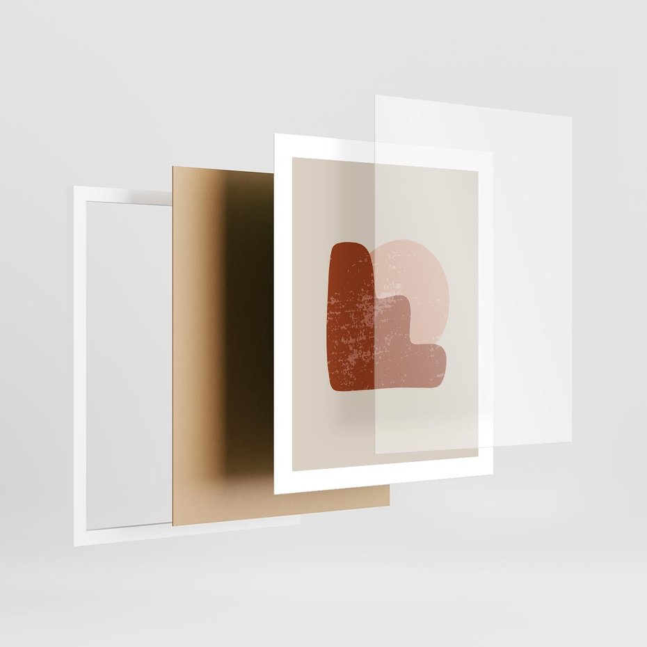 Plakat w ramie 40x50 - Przenikanie Granic - nowoczesny plakat, abstrakcyjne kształty - rama biała