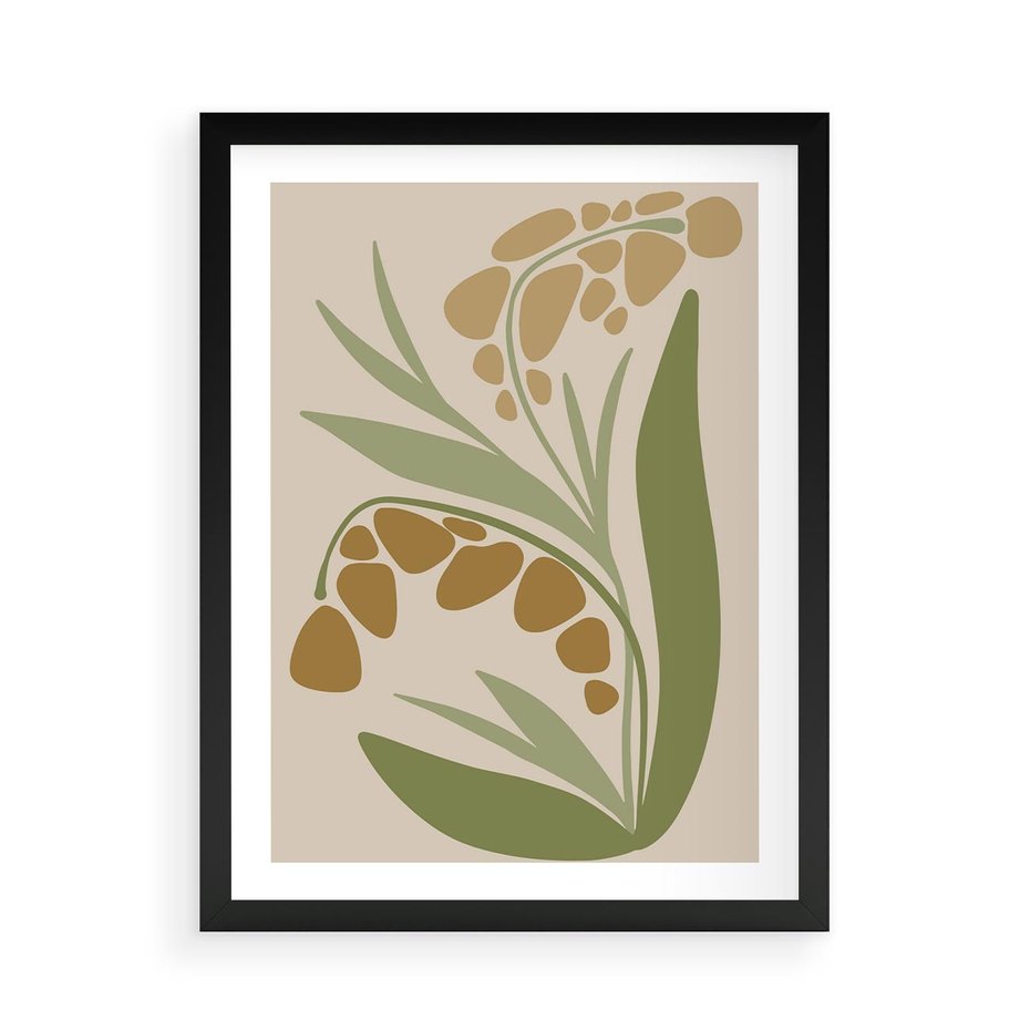 Plakat w ramie 50x70 - Minimalizm z Roślinami - nowoczesny plakat, roślinność - rama czarna
