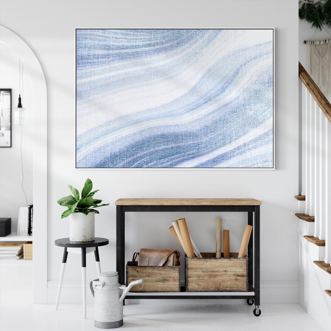 Obraz w ramie 100x70 - Abstrakcyjna akwarela - abstrakcja, akwarela - rama biała