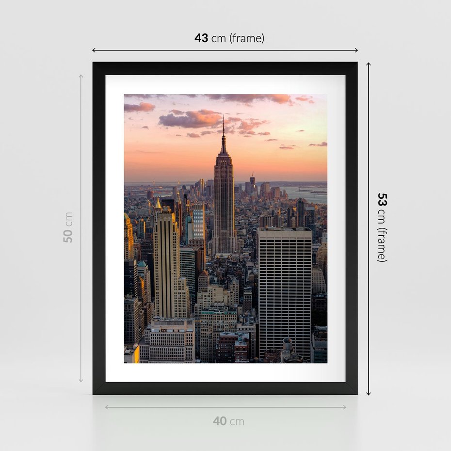 Plakat w ramie 40x50 - Nowojorskie Wieżowce - Nowy York, wieżowce - rama czarna