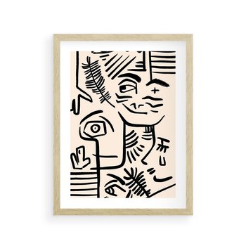 Plakat w ramie 30x40 - Ekspresyjne Odbicia Współczesności - abstrakcyjna grafika, minimalizm - rama drewno