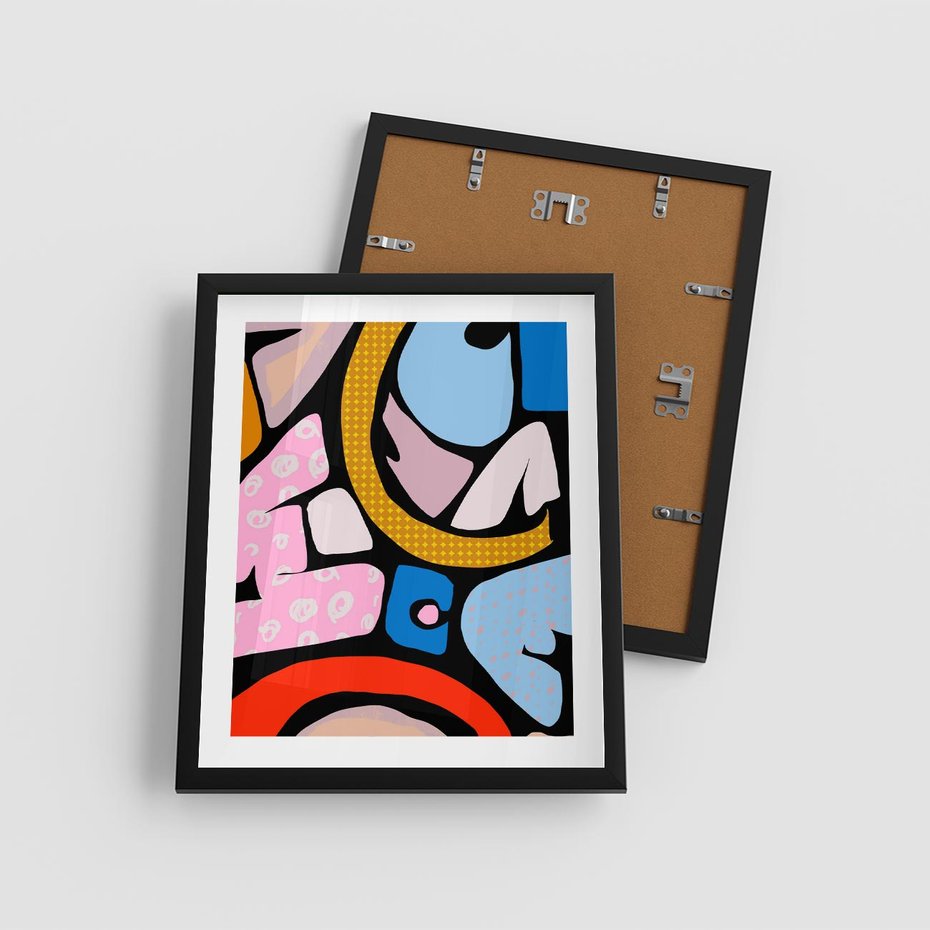 Plakat w ramie 40x50 - Kolory Komiksu - abstrakcyjne formy, komiksowy styl - rama czarna