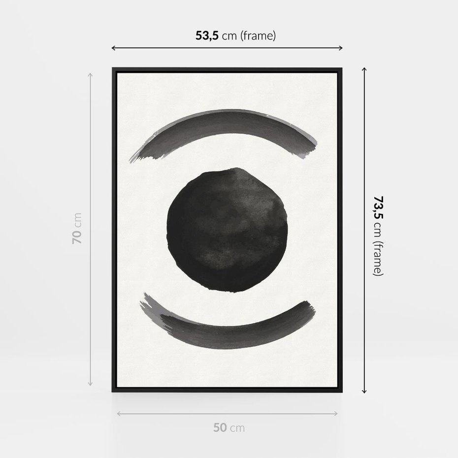 Obraz w ramie 50x70 - Bezczasowe Echo - abstrakcyjne plamy okręgi, akwarelowe - rama czarna