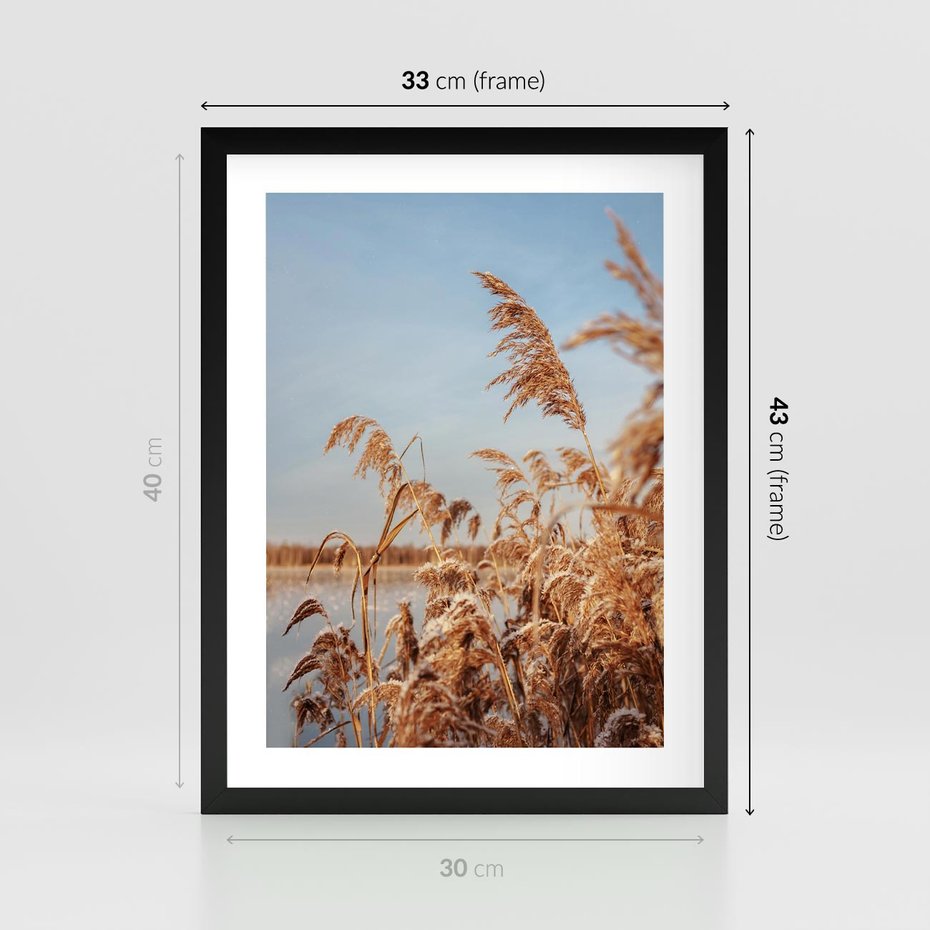 Plakat w ramie 30x40 - Wyraz Stylu - trawy, boho - rama czarna