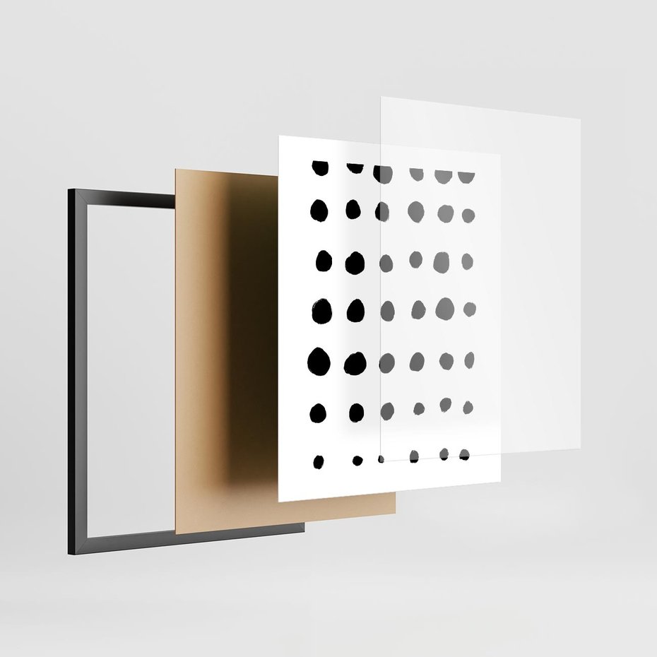 Plakat w ramie 40x50 - Migocące Anomalie - abstrakcyjna kompozycja z czarnych kropek, minimalistyczny czarno bialy plakat - rama czarna