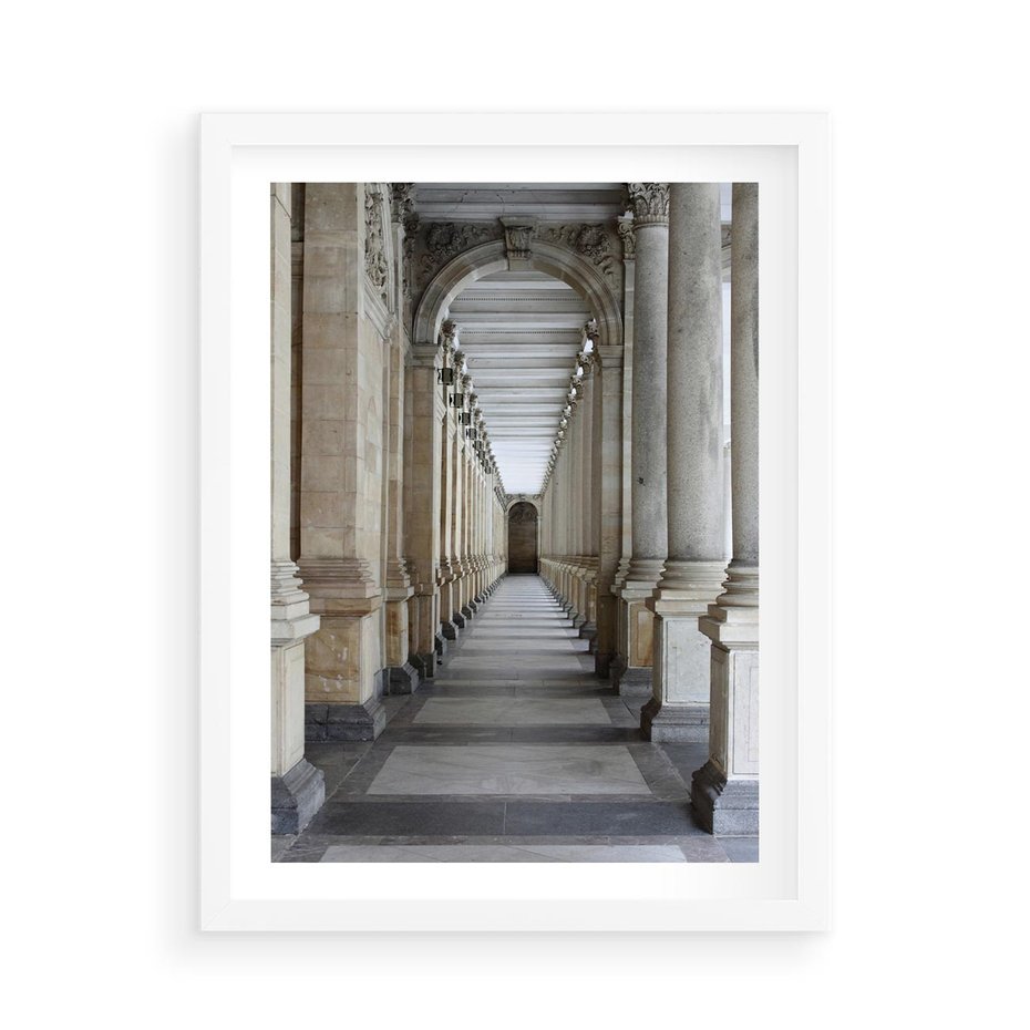 Plakat w ramie 50x70 - Uroki Kolumn - kolumny, architektura - rama biała