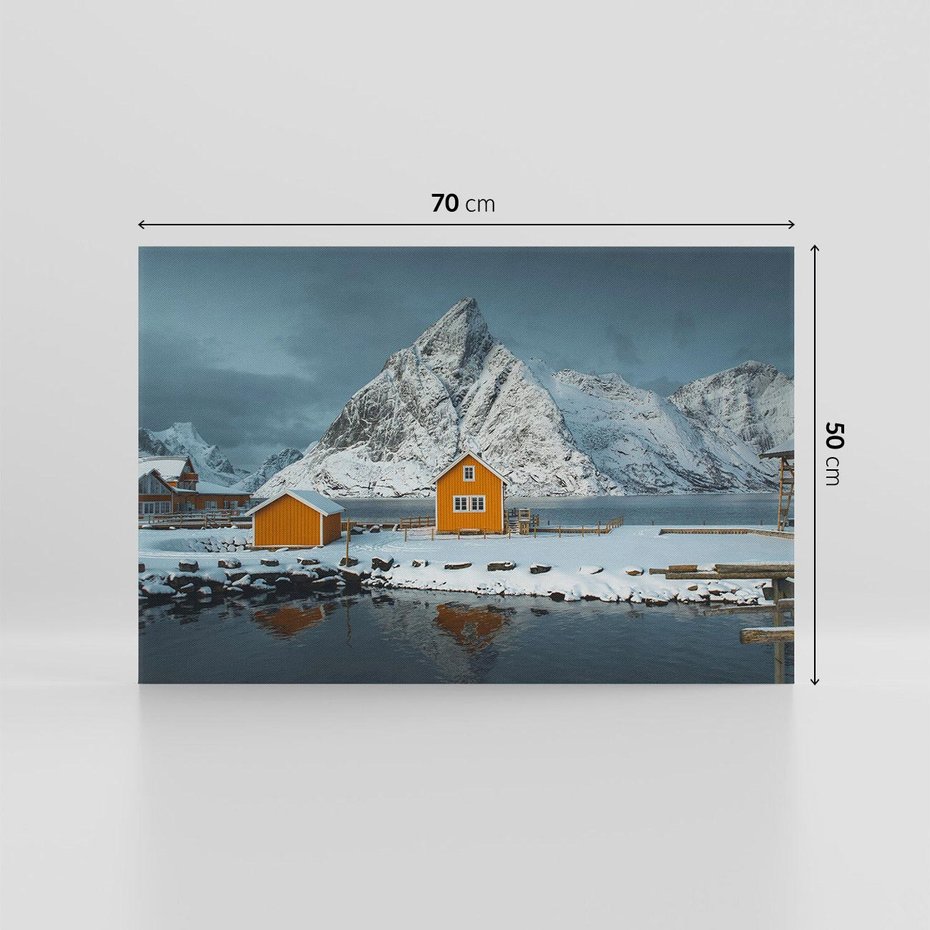 Obraz na płótnie 70x50 - Minimalizm i Urok Natury - skandynawskie, domki