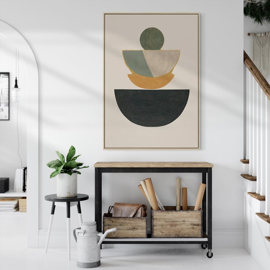 Obraz w ramie 50x70 - Podróżne Refleksyjne Odbicia - abstrakcyjny obraz, kolory ciepłe - rama drewno