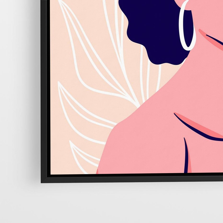 Obraz w ramie 50x50 - Kobiecy Kształt Świata - nowoczesny plakat, styl retro - rama czarna