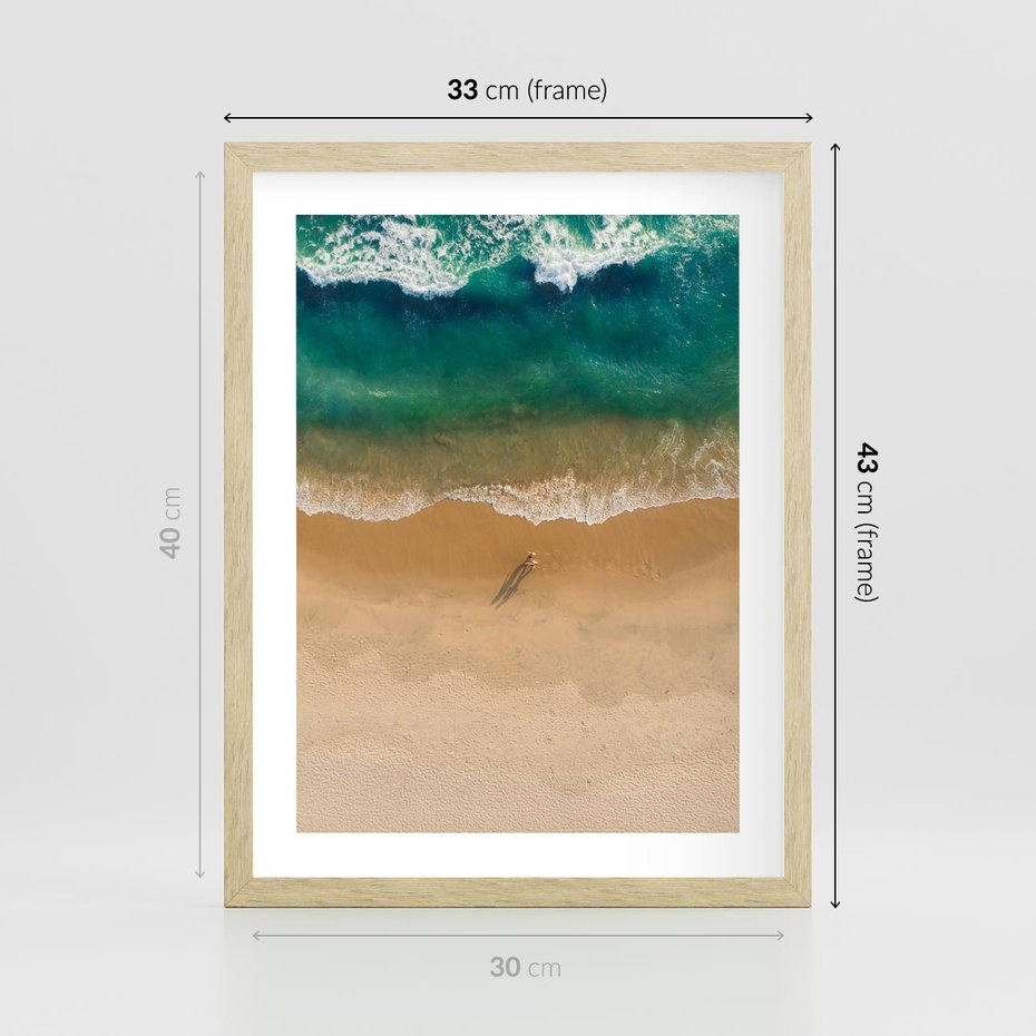 Plakat w ramie 30x40 - Oaza Relaksu - plaża, morze - rama drewno