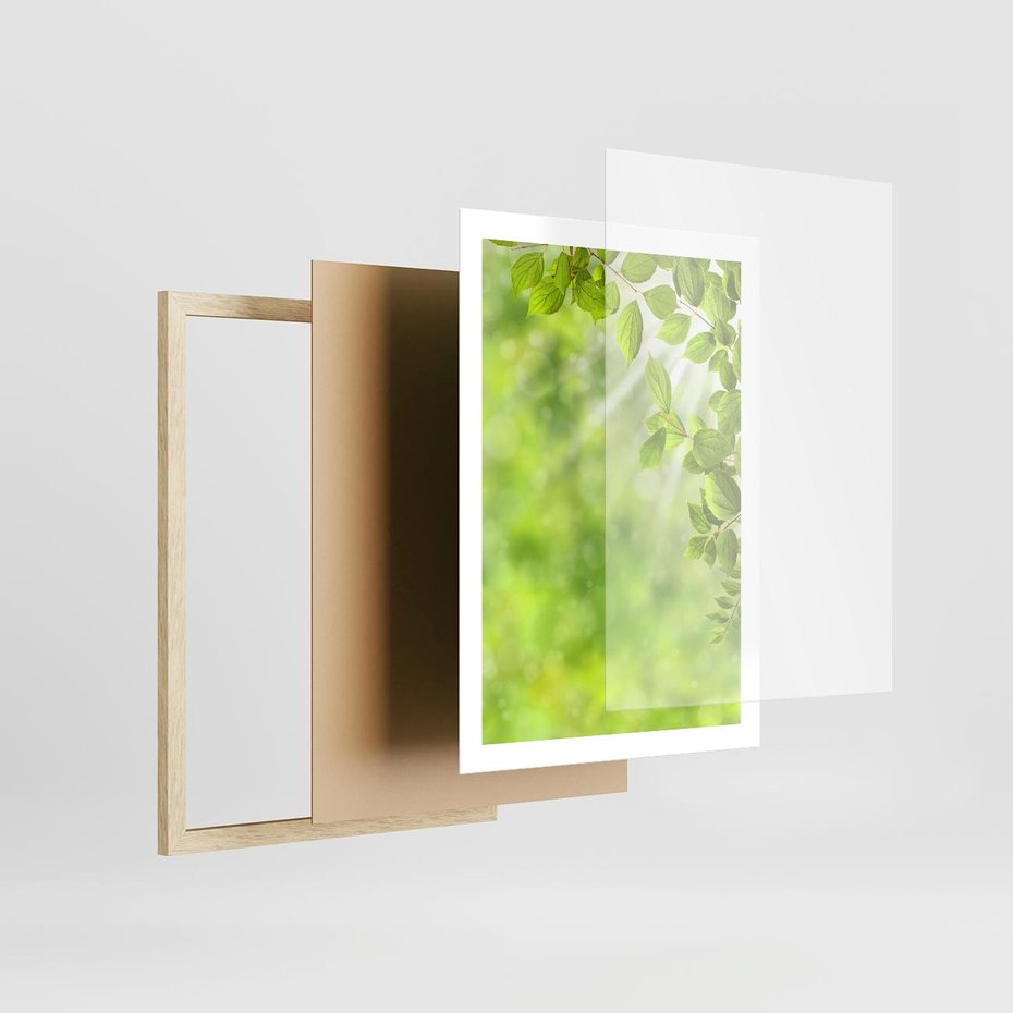 Plakat w ramie 50x70 - Zielone liście natury - liści, zieleń - rama drewno