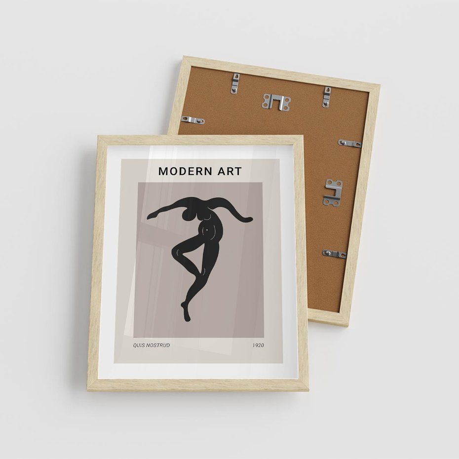 Plakat w ramie 40x50 - Modernistyczna Wizja - plakat modern, czarna postać - rama drewno