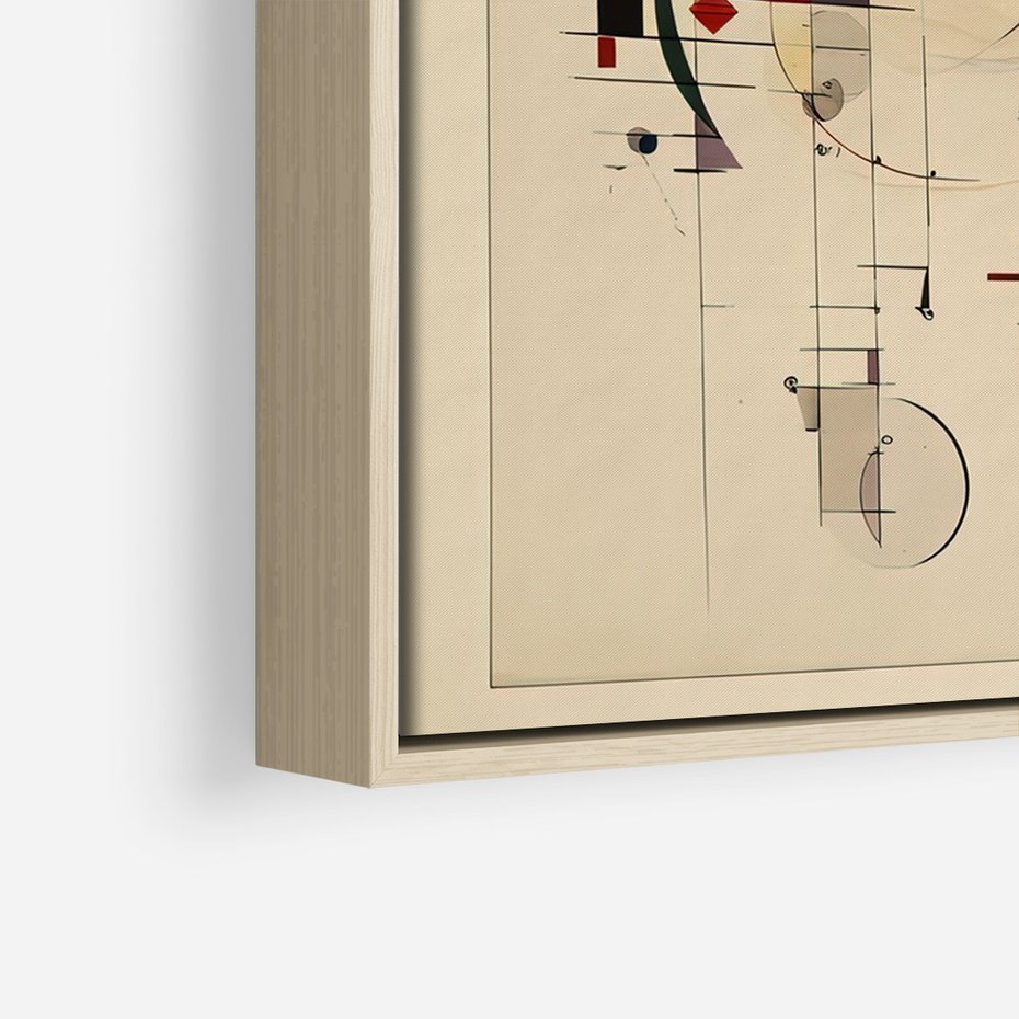 Obraz w ramie 70x100 - Impulsy Wydobyte z Cienia - abstrakcyjna geometryczna kompozycja, koła linie - rama drewno