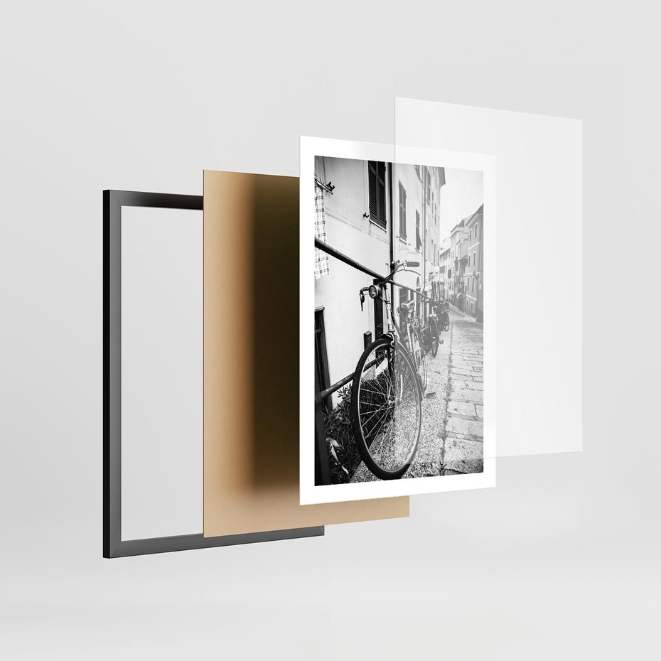 Plakat w ramie 50x70 - Rower w Kontraście - rower, czarno - rama czarna