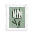 Plakat w ramie 40x50 - Objęcia Zieleni - zielona abstrakcja, zgaszona zieleń - rama biała