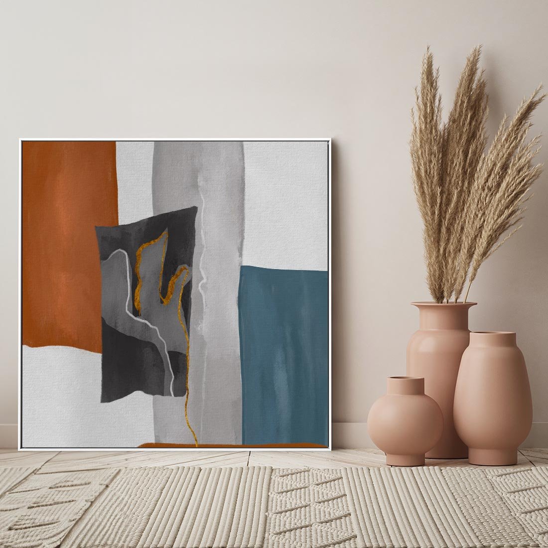 Obraz w ramie 50x50 - Nowoczesna geometria - nowoczesny, geometryczny - rama biała