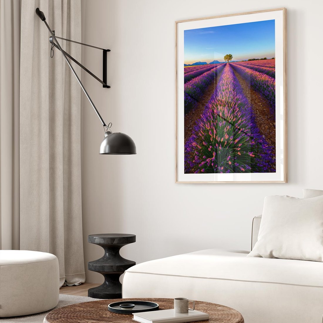 Plakat w ramie 30x40 - Fioletowa Magia - pole, lawendy - rama drewno