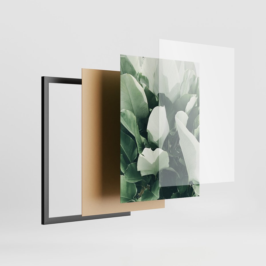 Zestaw obrazy w ramie 50x70 galeria - Liście, palma, monstera - rama czarna