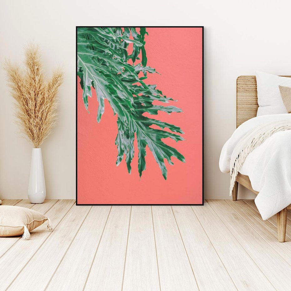 Obraz w ramie 50x70 - Energetyczna Eksplozja Natury - liście, kolor - rama czarna