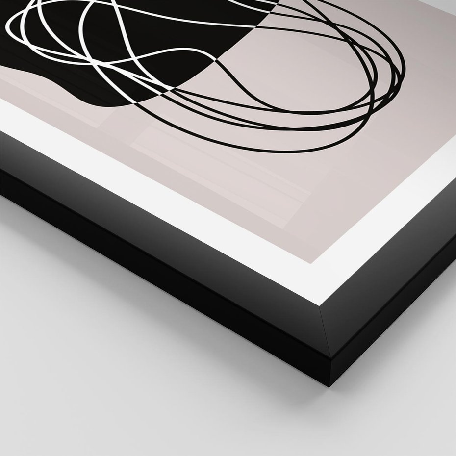 Plakat w ramie 40x50 - Abstrakcyjne Harmonie - abstrakcyjne szkicowane linie, minimalizm - rama czarna