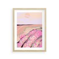 Plakat w ramie 30x40 - Harmonijny Świt - pastelowy krajobraz, nowoczesny plakat - rama drewno