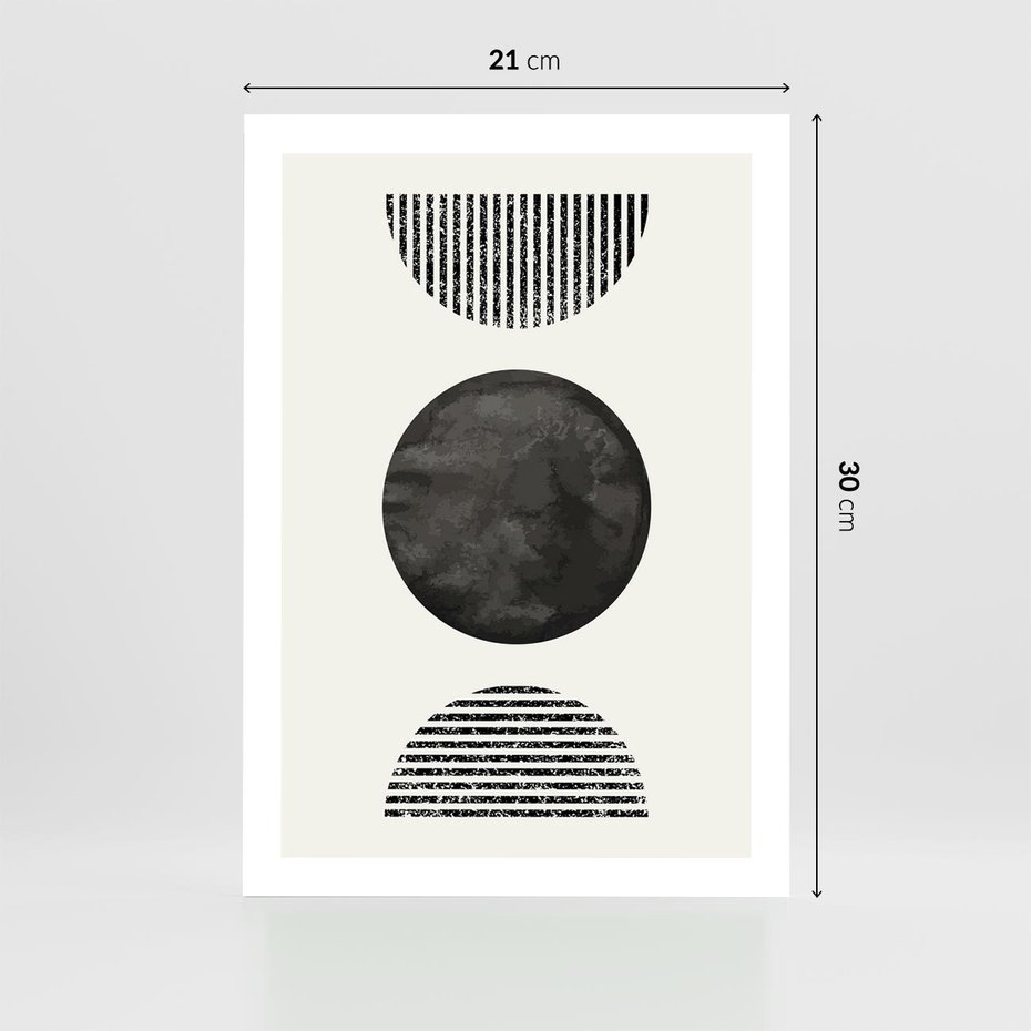 Plakat bez ramy 21x30 - Tajemnicza Kompozycja - abstrakcyjne czarno białe formy, minimalizm