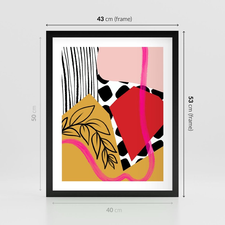 Plakat w ramie 40x50 - Wnętrza Form - abstrakcyjna kompozycja, różne tekstury - rama czarna