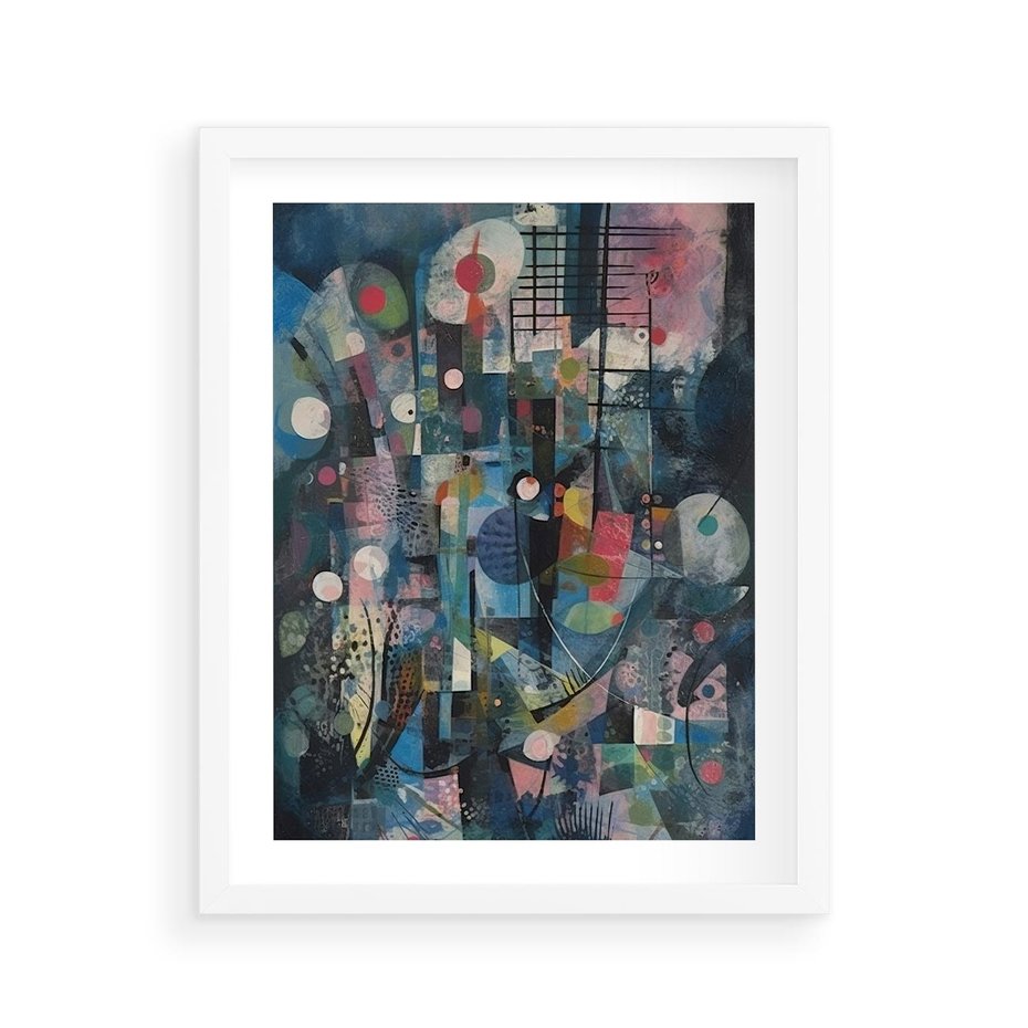 Plakat w ramie 40x50 - Rozbijając Granice Kreatywności - abstrakcyjny obraz, sztuka abstrakcji - rama biała