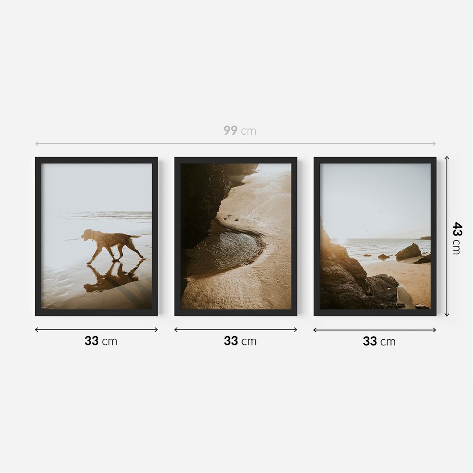 Zestaw obrazy w ramie 30x40 galeria - Zachód, słońca, na, plaży - rama czarna