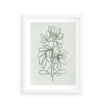 Plakat w ramie 40x50 - Spokojne Poddanie Naturze - zielony plakat, roślinne inspiracje - rama biała