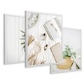 Zestaw obrazy w ramie 50x70 galeria - Liście, minimalizm, skandynawski, styl - rama biała