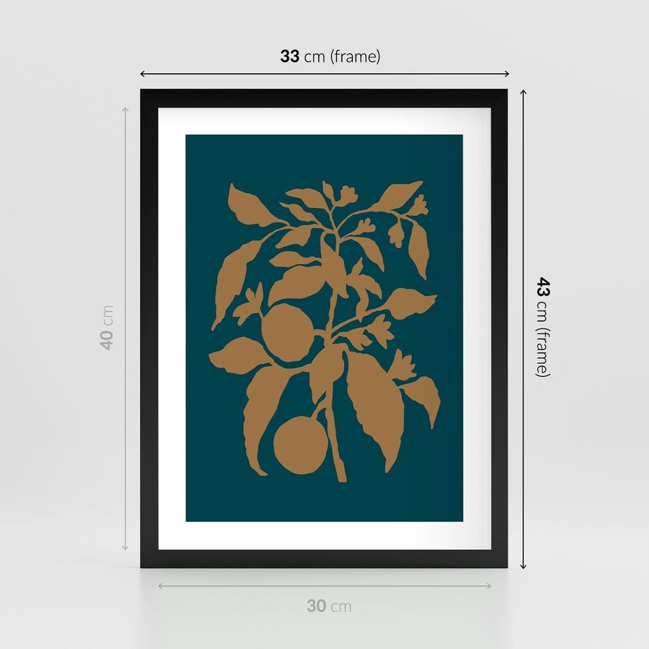 Plakat w ramie 30x40 - Boho Ekspresja Emocji - abstrakcyjna boho grafika, ciemne zielone tłó - rama czarna